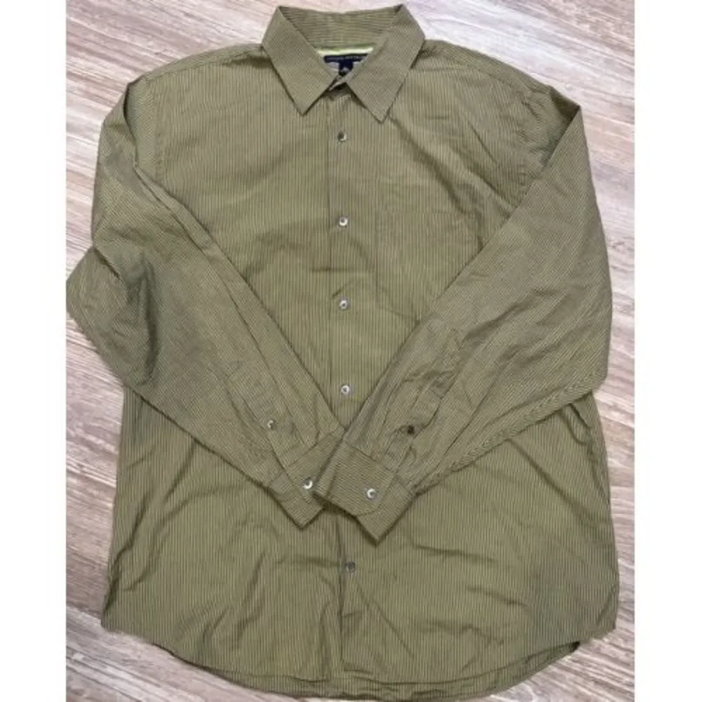Banana Republic Dress Shirt Mens XL‎ Button Up Yellow/green stripe